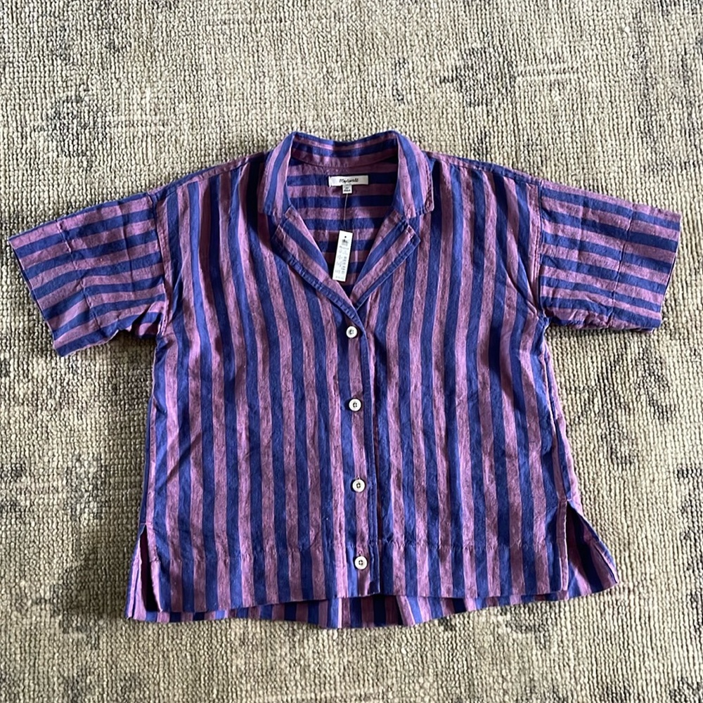 Madewell 100% linen oversized short sleeve shirt